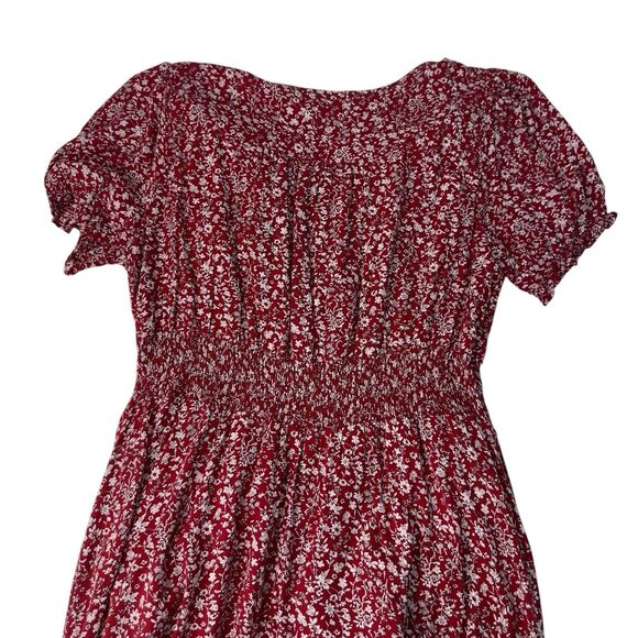 Chic Soul Dress Women’s 1XL Red White Floral Button Front Midi Dress High Low - Picture 7 of 8